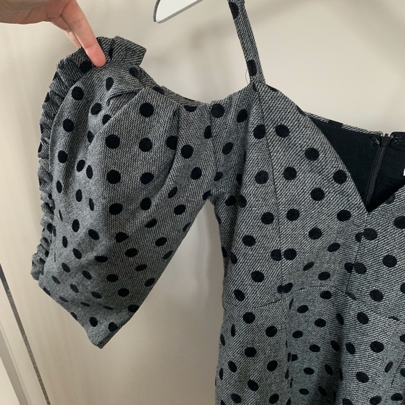 DELPHINE Off the Shoulder Polka dot Dress - Picture 3 of 7